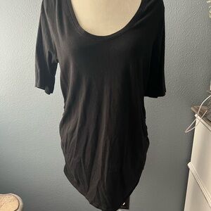 Motherhood Maternity Black Short Sleeved Scoop Neck Side Cinch Tee Sz Large